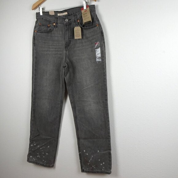 Levi's Relaxed Low Pro Jeans Women's Size 29 Gray Denim Splatter Straight Leg - Picture 4 of 12